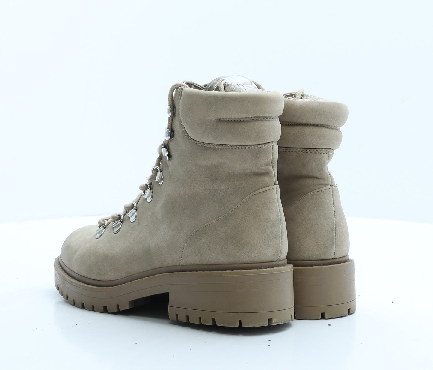 Primark Womens Beige Polyester Combat Boot UK 6 EUR 39