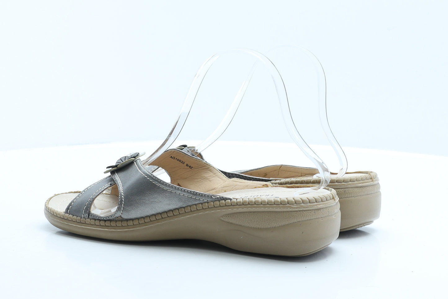 Cotton Traders Womens Silver Polyester Slider Flat UK 9 EUR 39