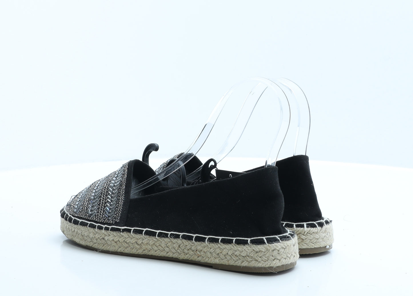 Primark Womens Black Geometric Polyester Flat UK 5 EUR 38