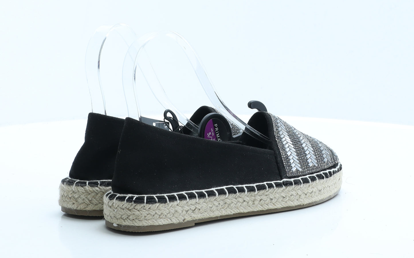 Primark Womens Black Geometric Polyester Flat UK 5 EUR 38