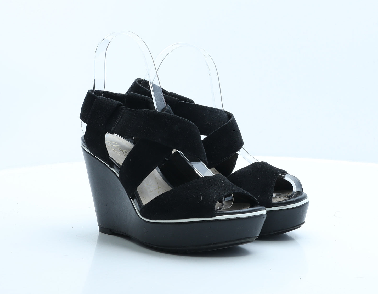 Clarks Womens Black Polyester Strappy Heel UK 3 EUR 36