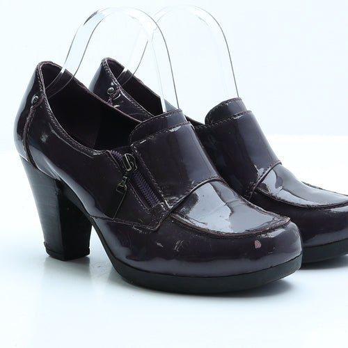 Clarks Womens Purple Patent Leather Mule Heel UK 5.5 EUR 38.5