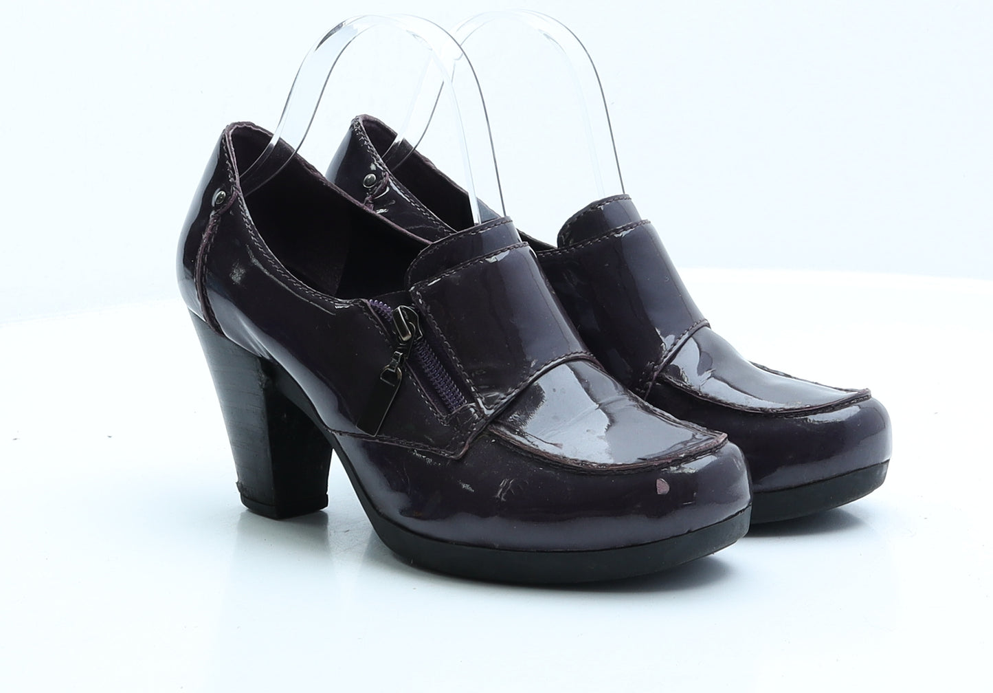 Clarks Womens Purple Patent Leather Mule Heel UK 5.5 EUR 38.5