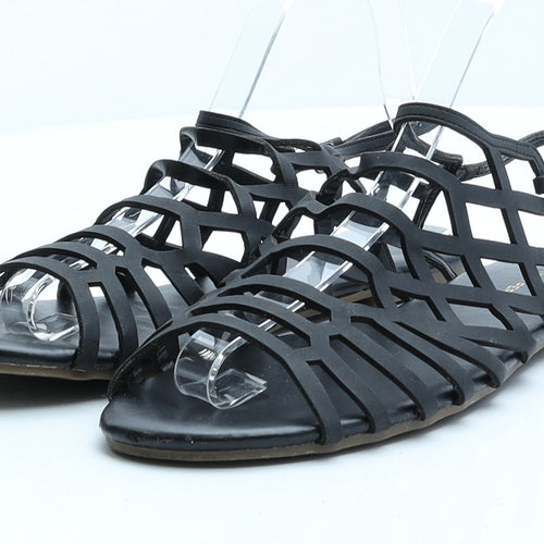 Dorothy Perkins Womens Black Faux Leather Strappy Sandal UK 7 EUR 40