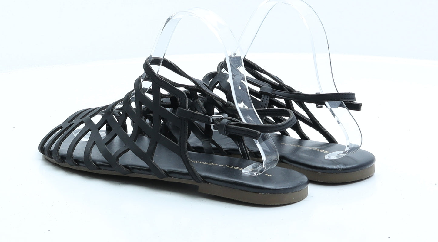 Dorothy Perkins Womens Black Faux Leather Strappy Sandal UK 7 EUR 40