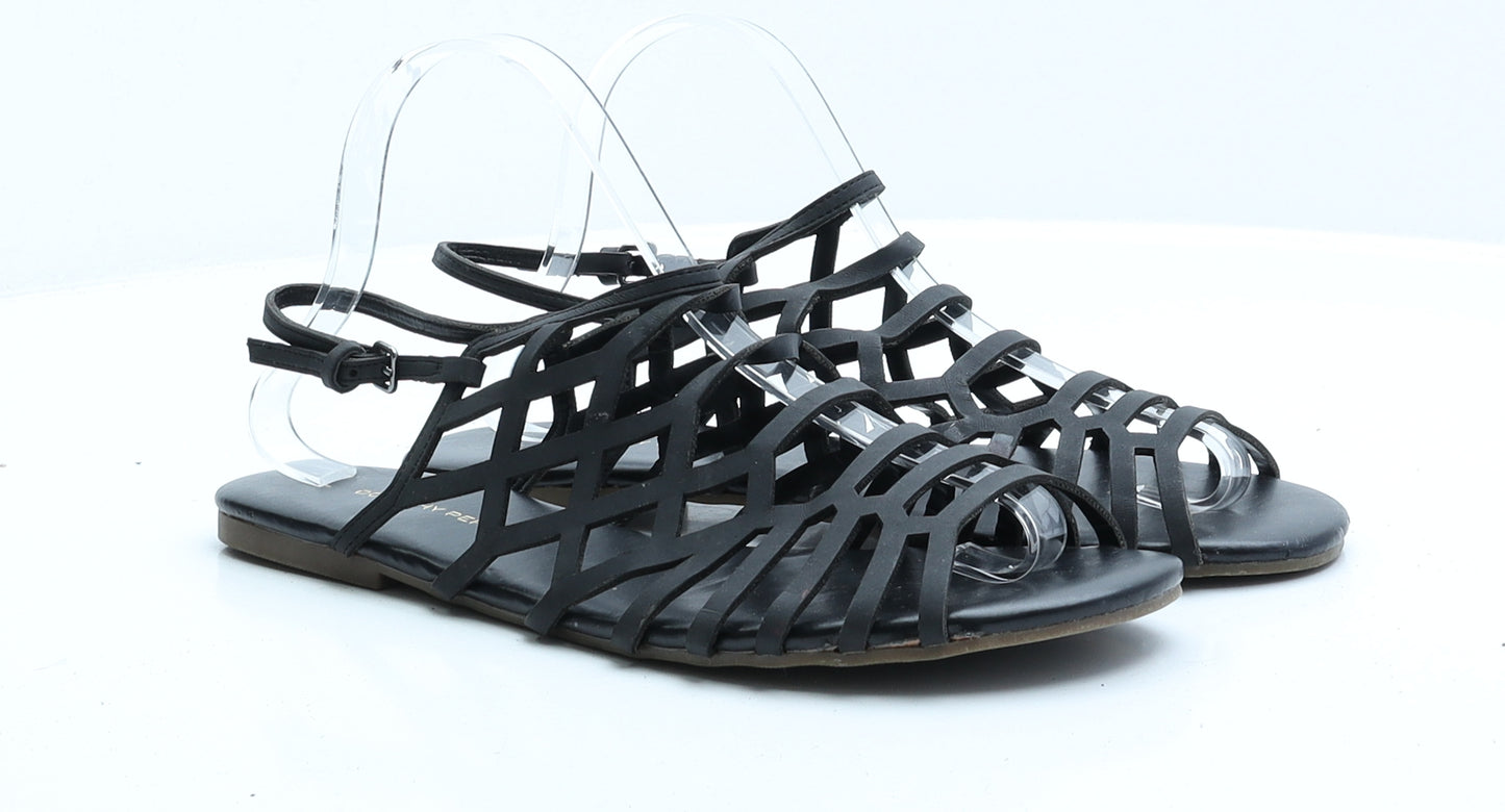 Dorothy Perkins Womens Black Faux Leather Strappy Sandal UK 7 EUR 40