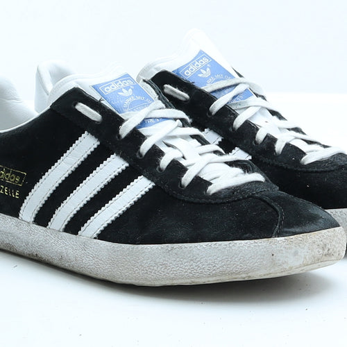 Adidas Gazelle Womens Black Striped Faux Suede Trainer UK 6 EUR 39