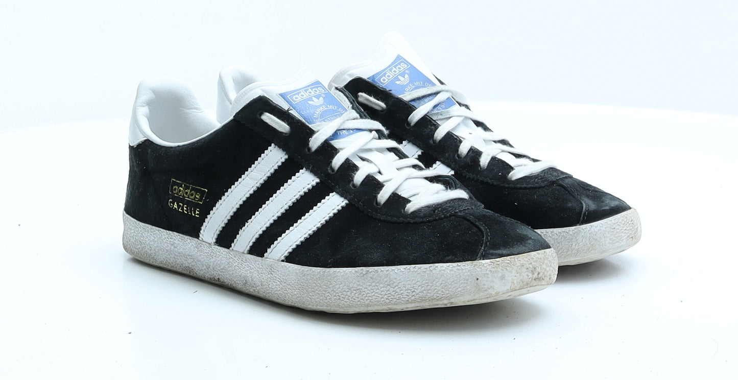 Adidas Gazelle Womens Black Striped Faux Suede Trainer UK 6 EUR 39