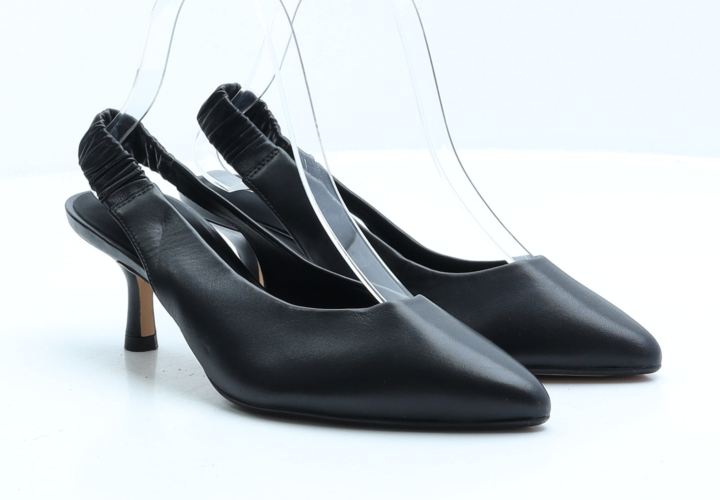Clarks Womens Black Faux Leather Court Heel UK 4.5 EUR 37.5