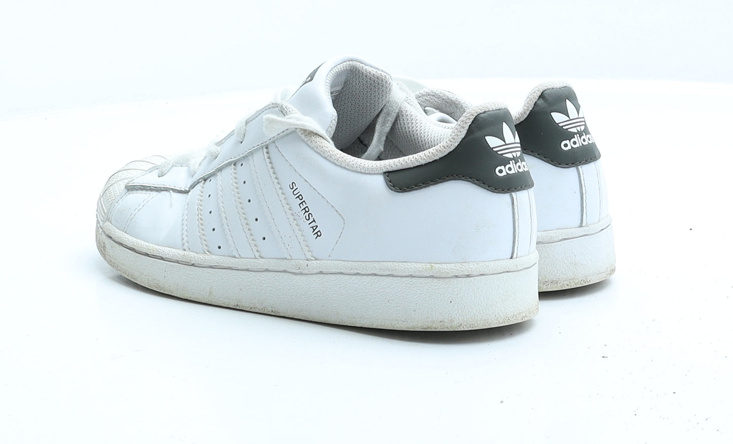 Adidas Superstar Girls White Faux Leather Trainer UK 2.5 EUR 35