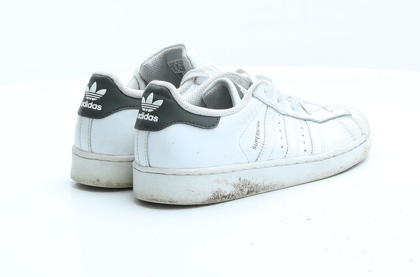 Adidas Superstar Girls White Faux Leather Trainer UK 2.5 EUR 35