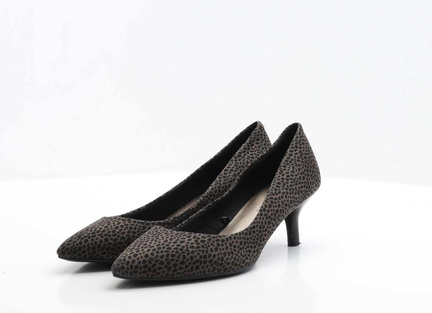 Marks and Spencer Womens Brown Geometric Faux Suede Court Heel UK 6.5 EUR 39.5
