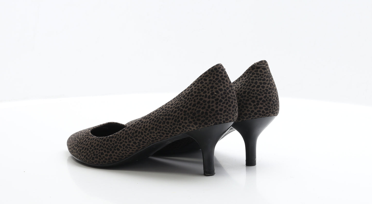 Marks and Spencer Womens Brown Geometric Faux Suede Court Heel UK 6.5 EUR 39.5