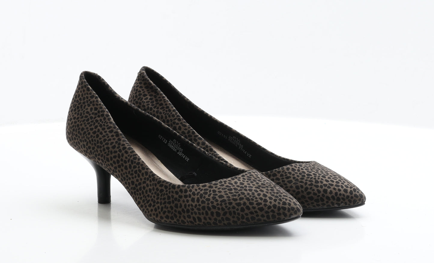 Marks and Spencer Womens Brown Geometric Faux Suede Court Heel UK 6.5 EUR 39.5