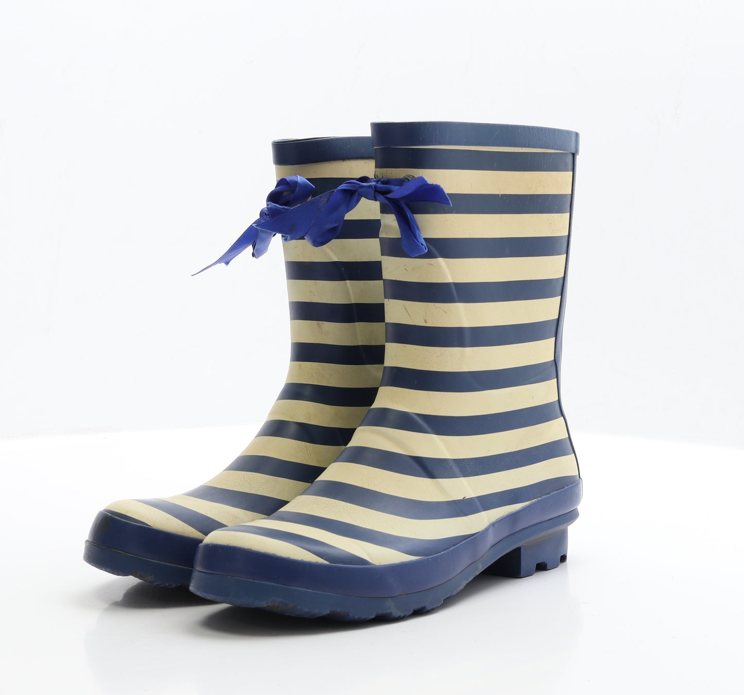 Atmosphere Womens Blue Striped Rubber Wellies Boot UK 6 EUR 39