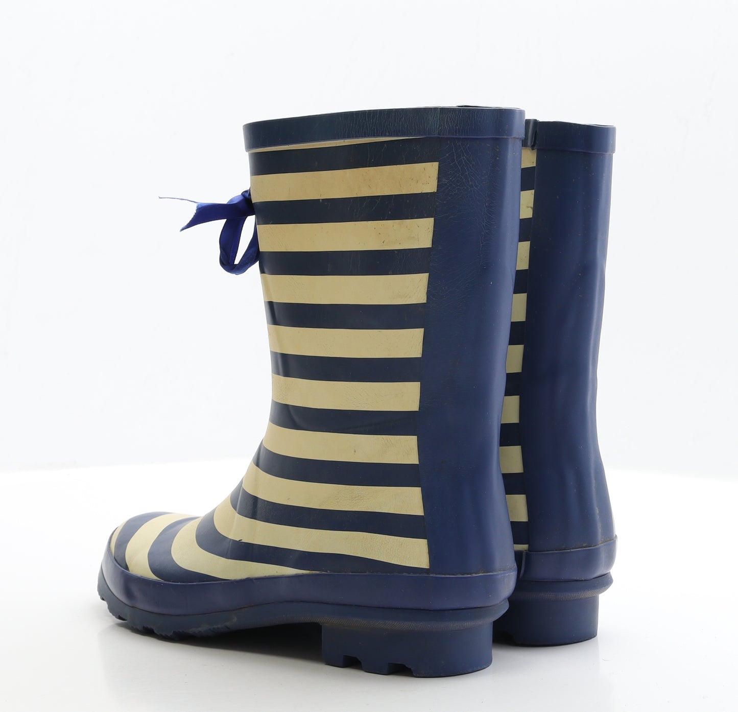 Atmosphere Womens Blue Striped Rubber Wellies Boot UK 6 EUR 39