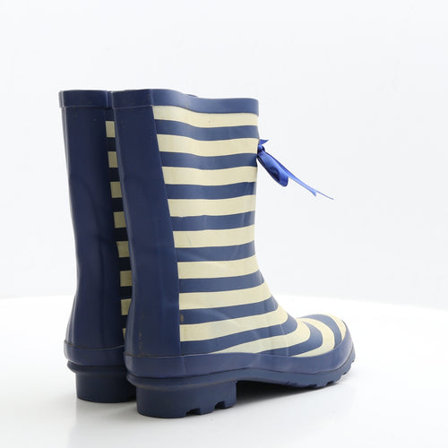 Atmosphere Womens Blue Striped Rubber Wellies Boot UK 6 EUR 39