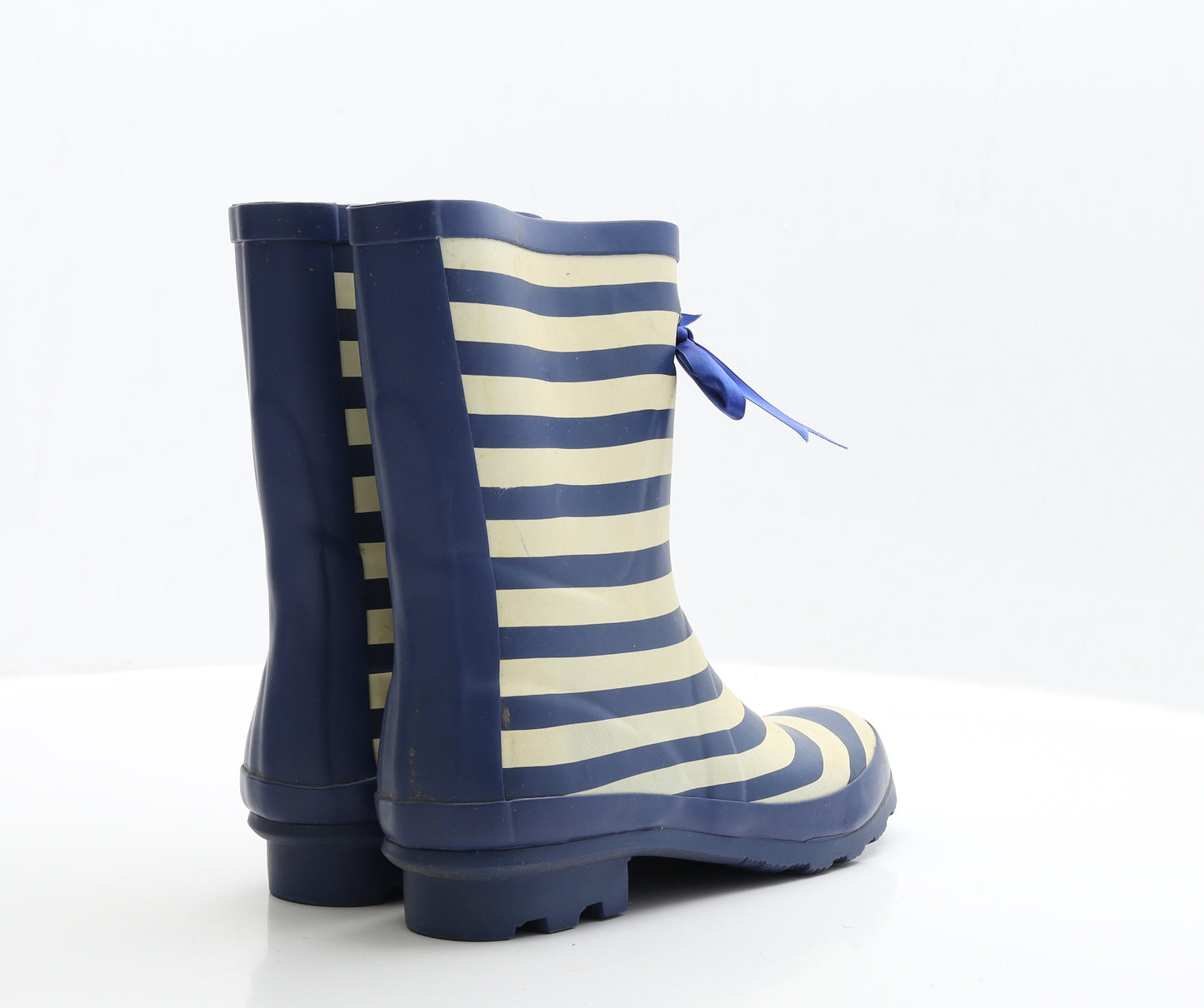 Atmosphere Womens Blue Striped Rubber Wellies Boot UK 6 EUR 39