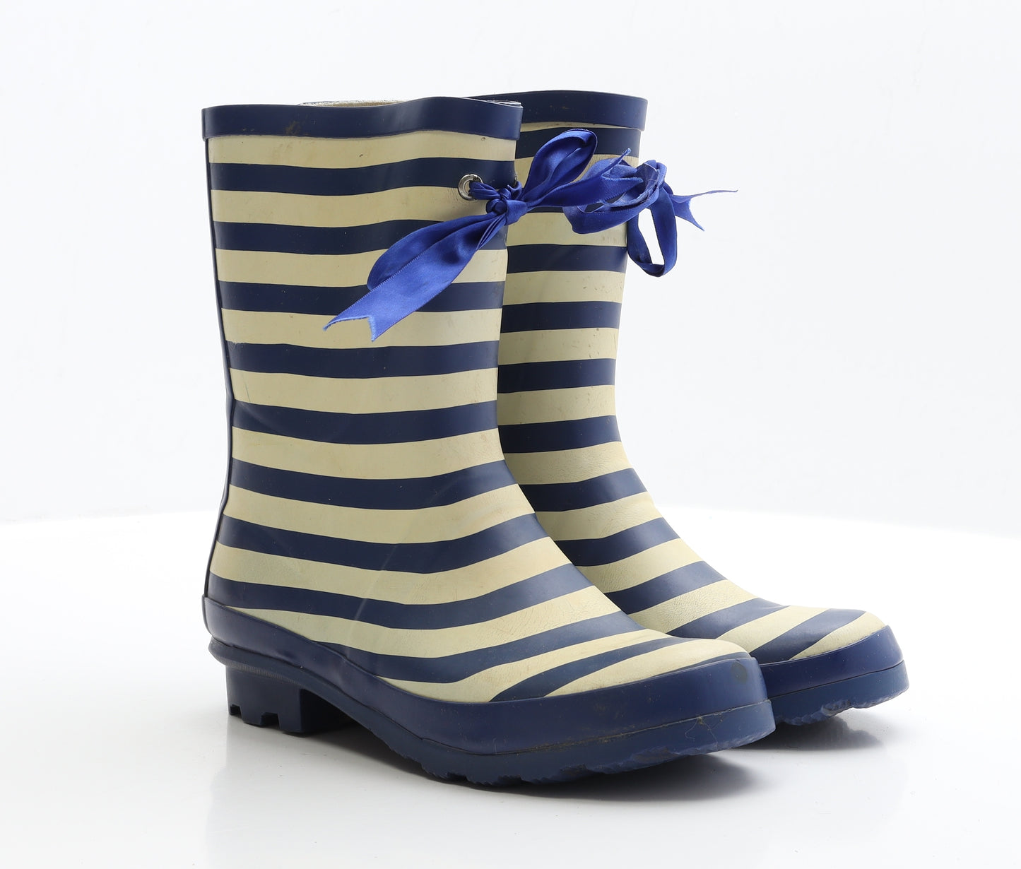 Atmosphere Womens Blue Striped Rubber Wellies Boot UK 6 EUR 39
