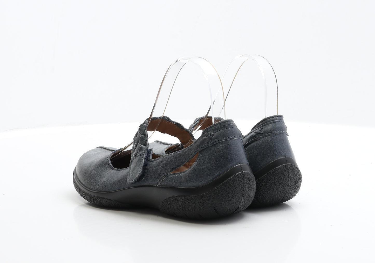 Hotter Womens Blue Leather Slip On Flat UK 4 EUR 37