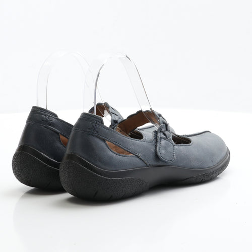 Hotter Womens Blue Leather Slip On Flat UK 4 EUR 37