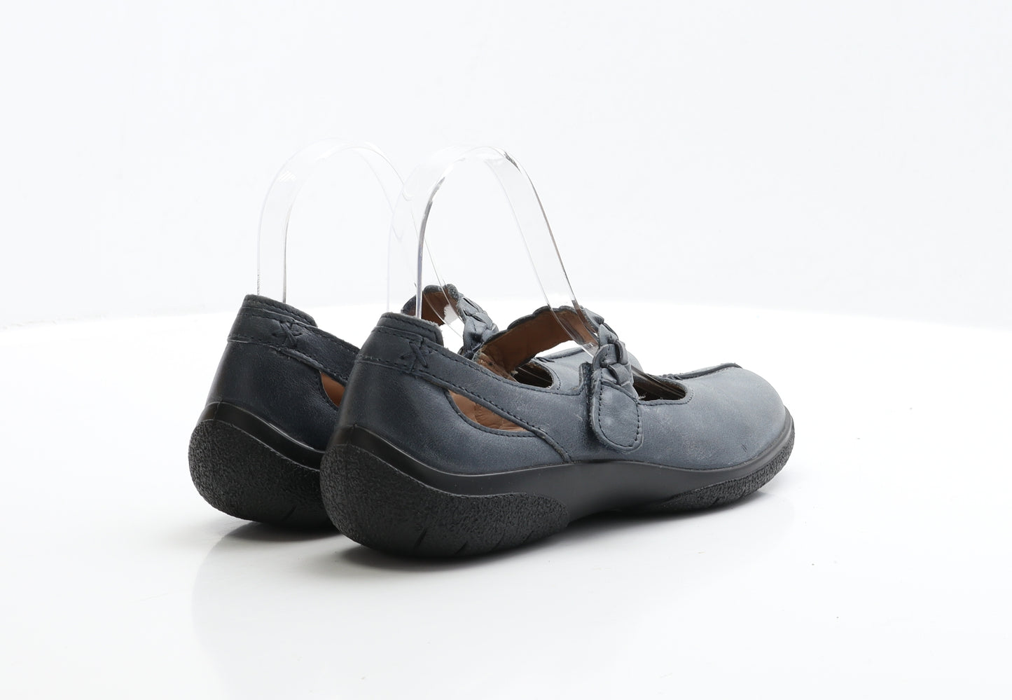 Hotter Womens Blue Leather Slip On Flat UK 4 EUR 37