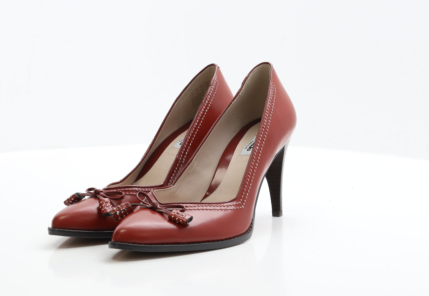Clarks Womens Red Leather Court Heel UK 7.5 EUR 41.5