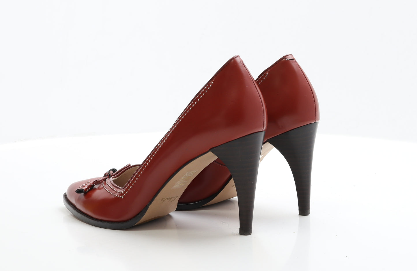 Clarks Womens Red Leather Court Heel UK 7.5 EUR 41.5