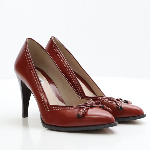 Clarks Womens Red Leather Court Heel UK 7.5 EUR 41.5