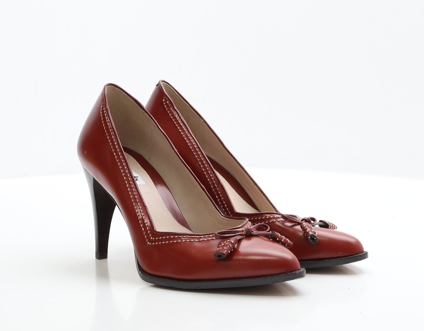 Clarks Womens Red Leather Court Heel UK 7.5 EUR 41.5