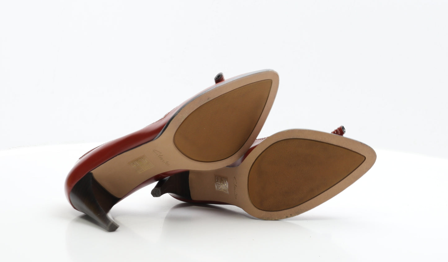 Clarks Womens Red Leather Court Heel UK 7.5 EUR 41.5