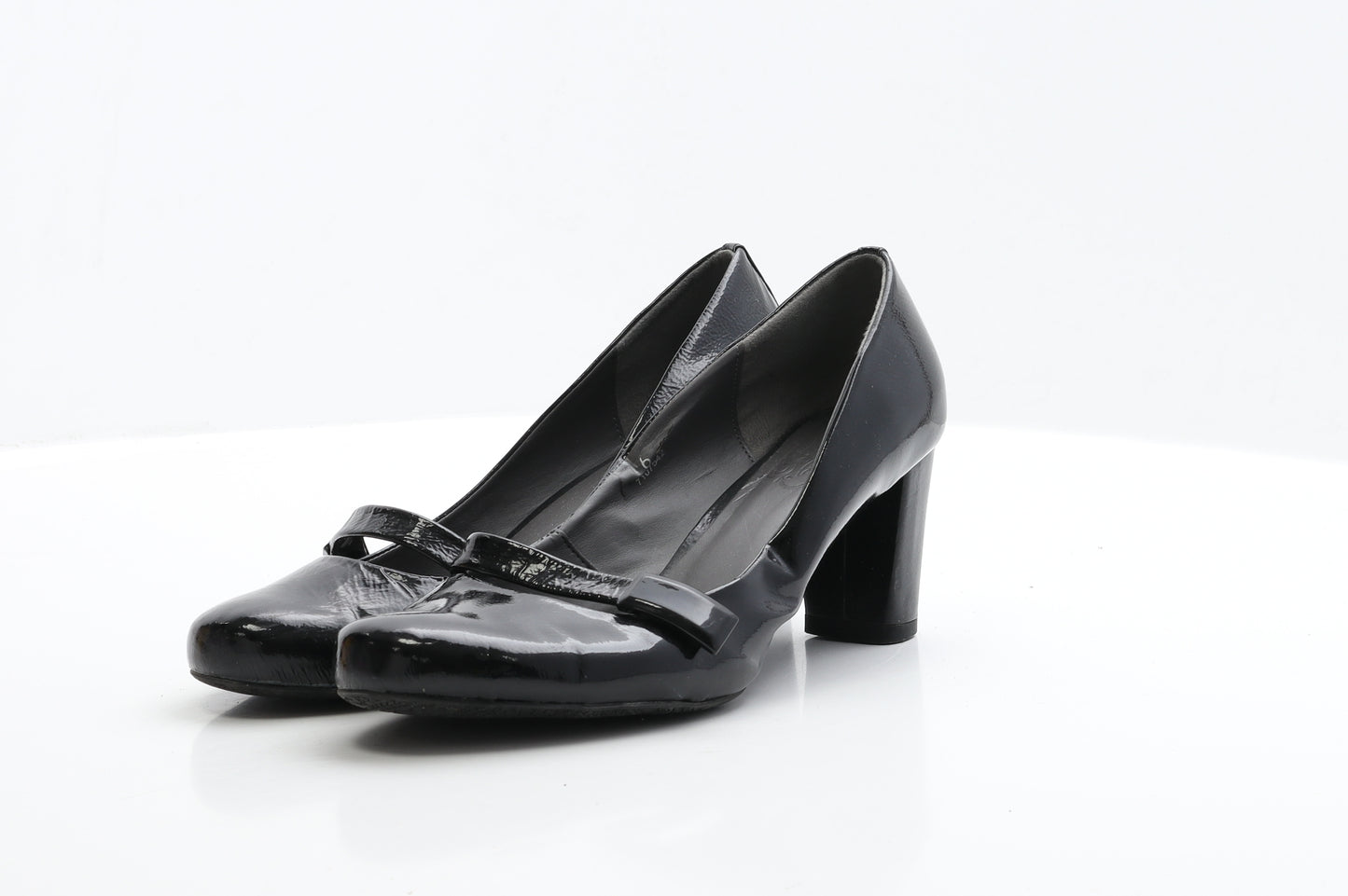 FootGlove Womens Black Patent Leather Court Heel UK 6 EUR 39