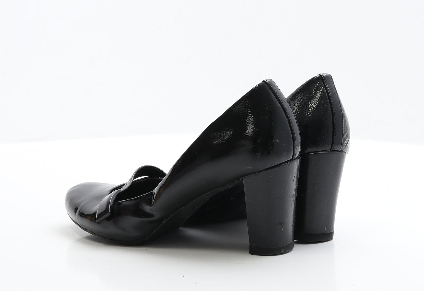 FootGlove Womens Black Patent Leather Court Heel UK 6 EUR 39