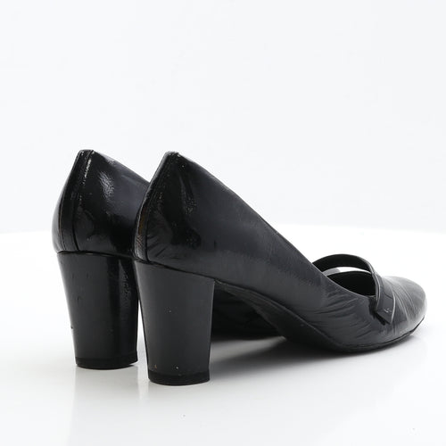 FootGlove Womens Black Patent Leather Court Heel UK 6 EUR 39