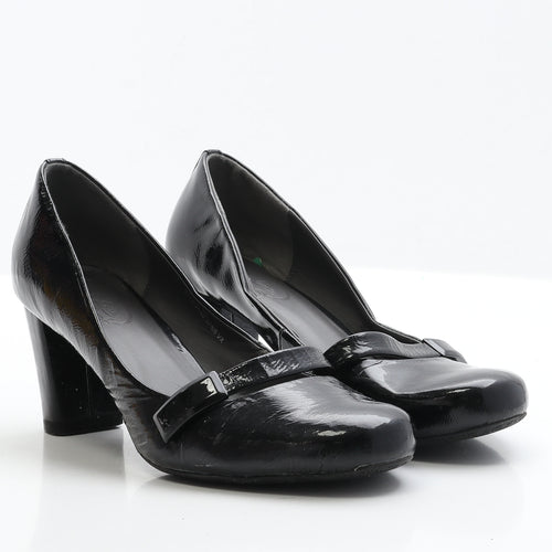FootGlove Womens Black Patent Leather Court Heel UK 6 EUR 39