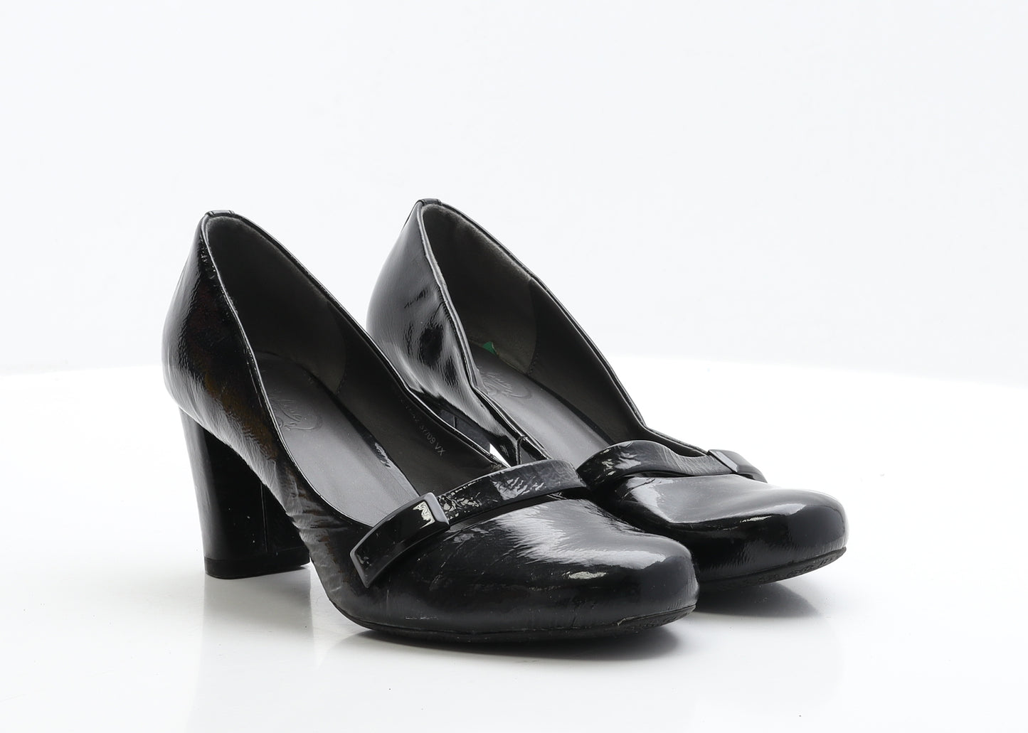 FootGlove Womens Black Patent Leather Court Heel UK 6 EUR 39