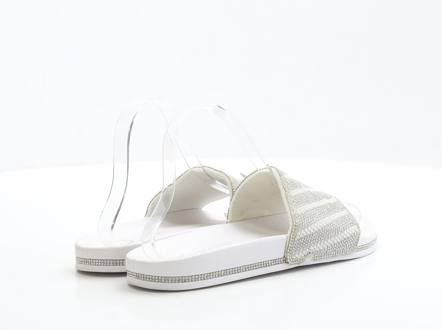 Primark Womens White Polyester Slider Slipper UK 39