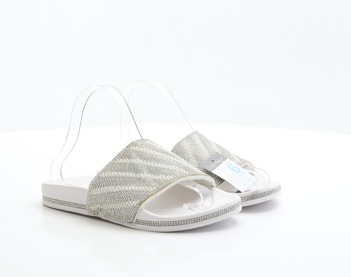 Primark Womens White Polyester Slider Slipper UK 39