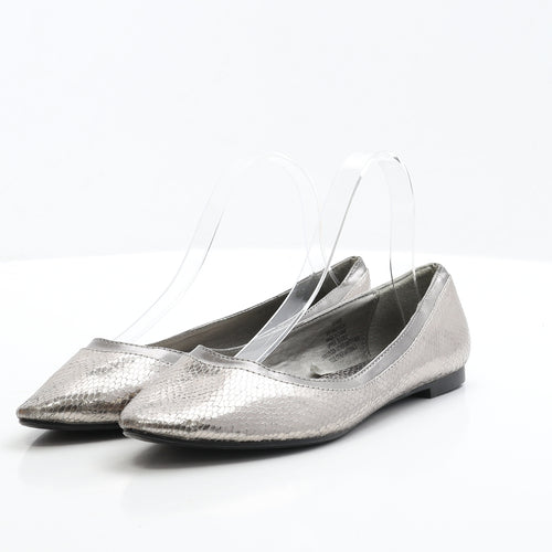 George Womens Silver Polyester Ballet Flat UK 5 EUR 38