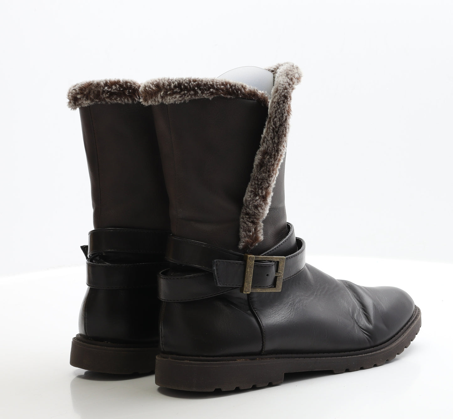 MANTARAY Womens Brown Leather Biker Boot UK 6 EUR 39