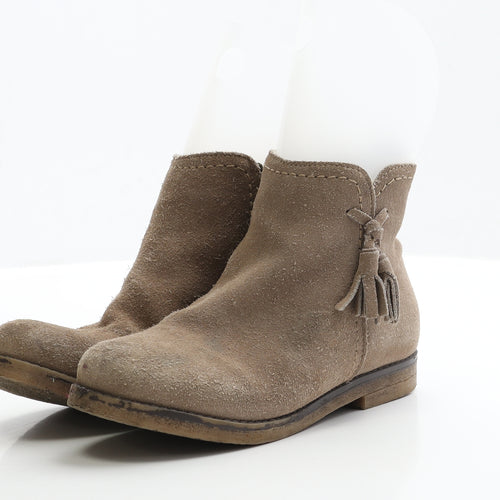 NEXT Girls Brown Faux Suede Chelsea Boot UK 2