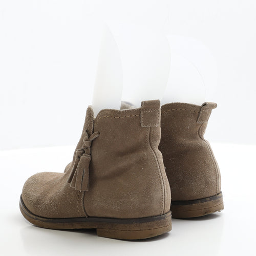 NEXT Girls Brown Faux Suede Chelsea Boot UK 2