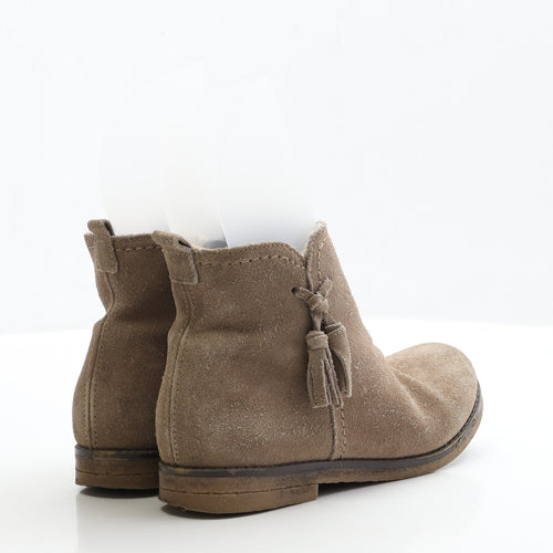 NEXT Girls Brown Faux Suede Chelsea Boot UK 2