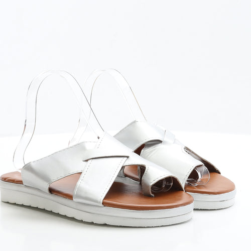 Preworn Womens Silver Polyester Slip On Flat UK 8 EUR 41