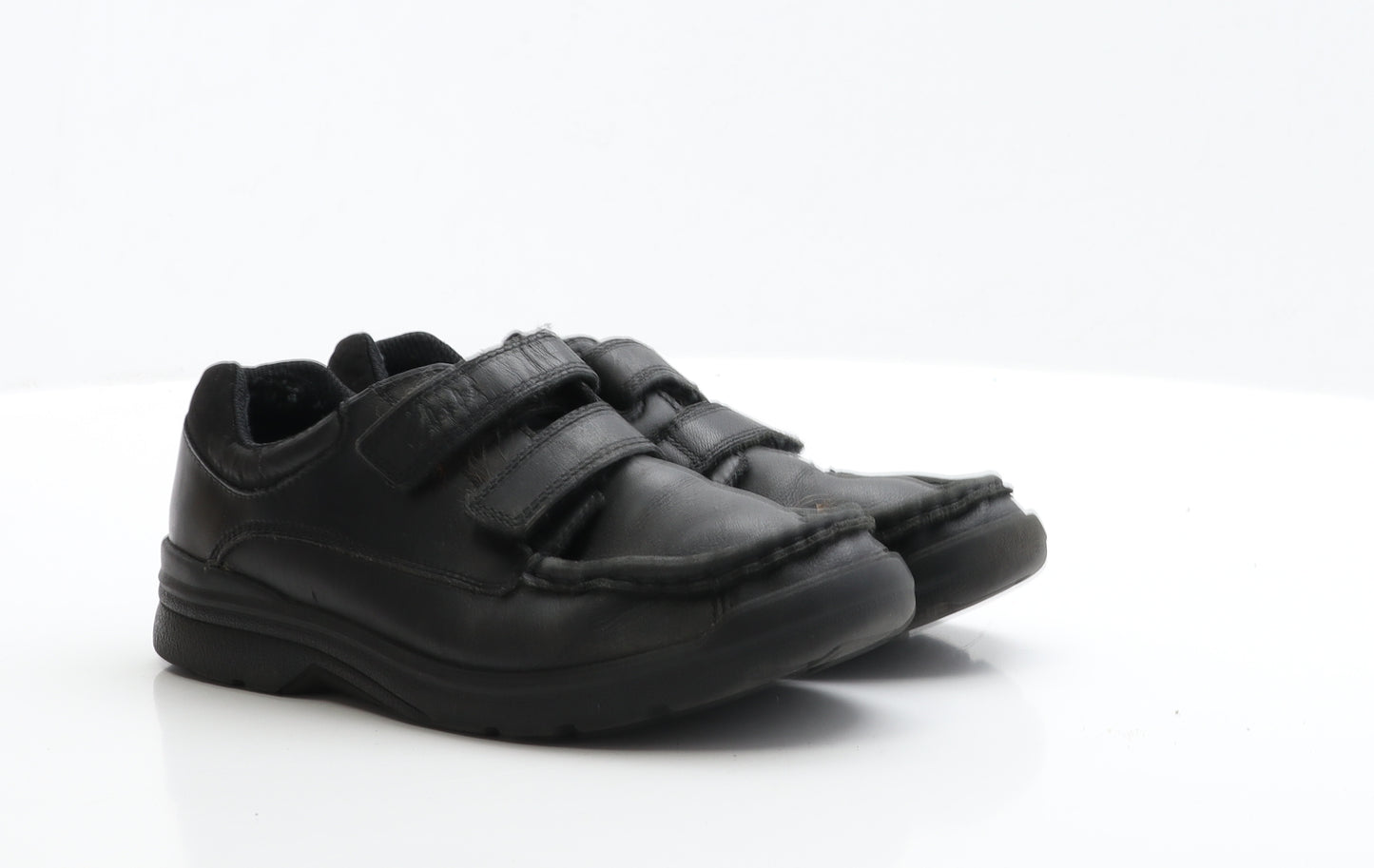 Clarks Boys Black Faux Leather Loafer Casual UK 2