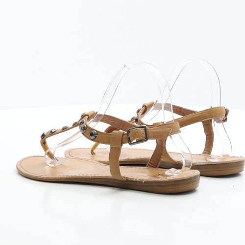F&F Womens Brown Polyester Thong Sandal UK 8 EUR 42