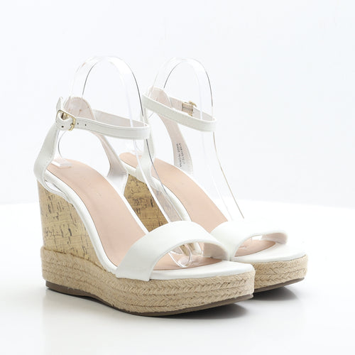 New Look Womens White Polyester Strappy Heel UK 7 EUR 40