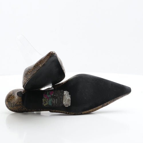 Marks and Spencer Womens Brown Animal Print Faux Leather Slingback Heel UK 6 EUR 39.5