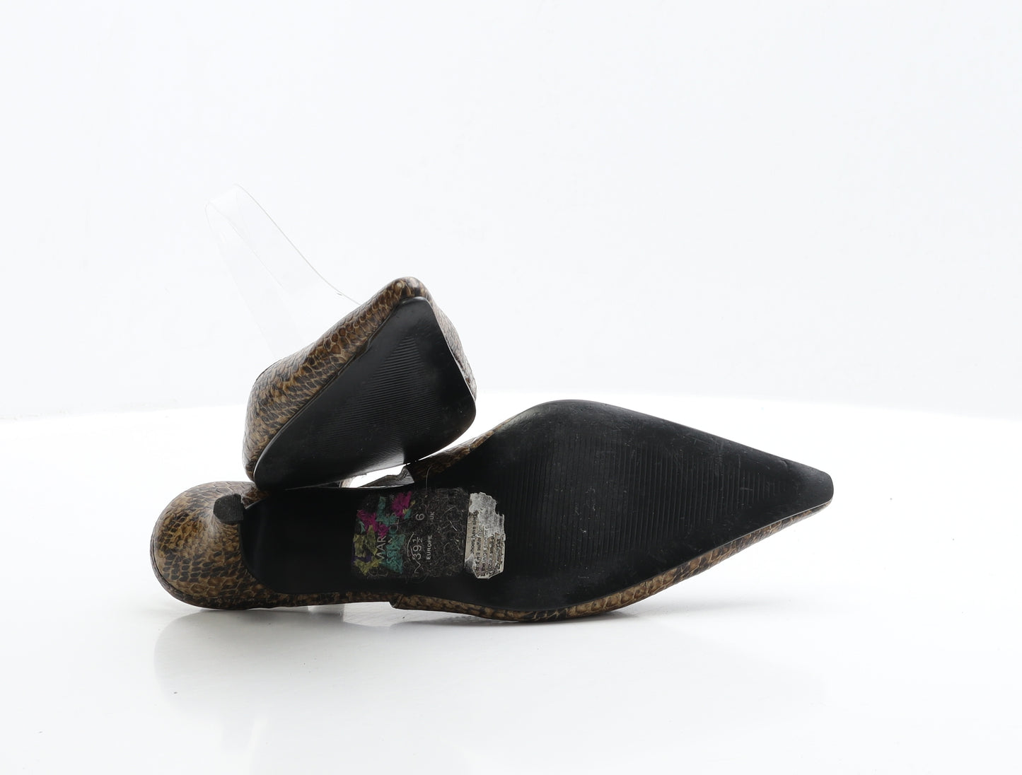 Marks and Spencer Womens Brown Animal Print Faux Leather Slingback Heel UK 6 EUR 39.5