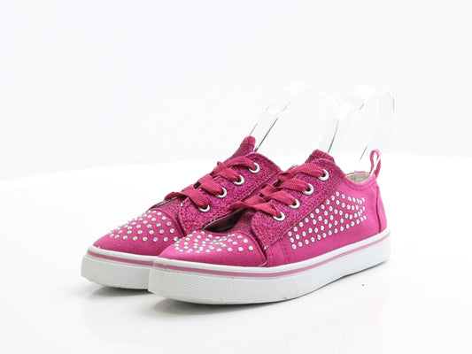Preworn Girls Pink Fabric Trainer UK 1 EUR 32.5